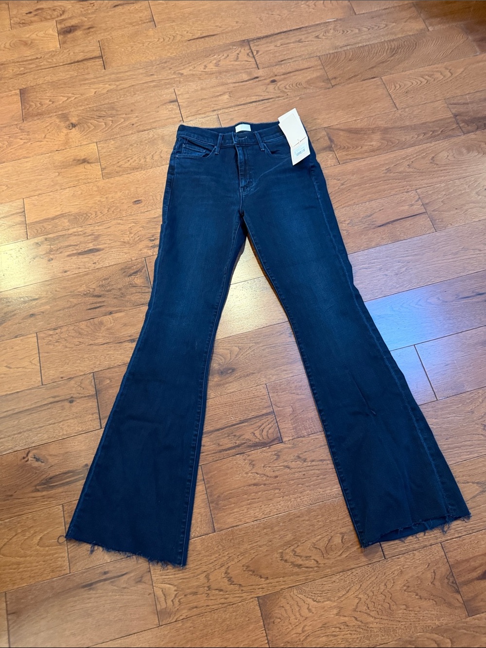 MOTHER Dark Indigo Flare Jeans with Raw Hem NWT